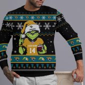 Jacksonville Jaguars Grinch Game Day Glory Ugly Christmas Sweater Front - TeeUgly