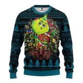 Jacksonville Jaguars Grinch Hug Ugly Christmas Sweater - TeeUgly