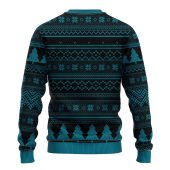 Jacksonville Jaguars Grinch Hug Ugly Christmas Sweater Back - TeeUgly