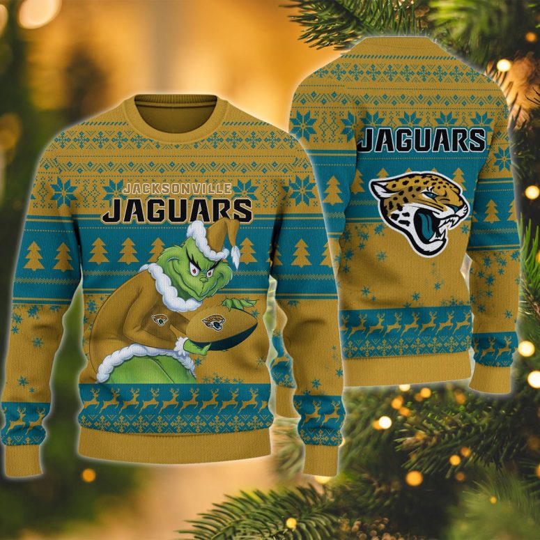 Jacksonville Jaguars Grinch Stolen Ugly Christmas Sweater