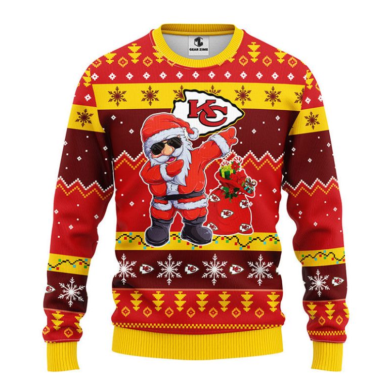 Kansas City Chiefs Dabbing Santa Claus Ugly Christmas Sweater