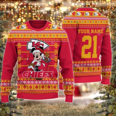 Kansas City Chiefs Mickey Mouse Santa Ugly Christmas Sweater