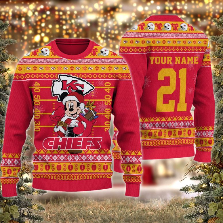 Kansas City Chiefs Mickey Mouse Santa Ugly Christmas Sweater