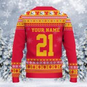 Kansas City Chiefs Mickey Mouse Santa Ugly Christmas Sweater Back - TeeUgly