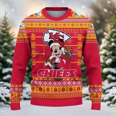 Kansas City Chiefs Mickey Mouse Santa Ugly Christmas Sweater
