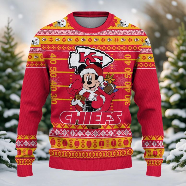 Kansas City Chiefs Mickey Mouse Santa Ugly Christmas Sweater