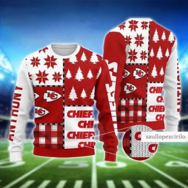 Kansas City Chiefs Patchwork Cheer Ugly Christmas Sweater