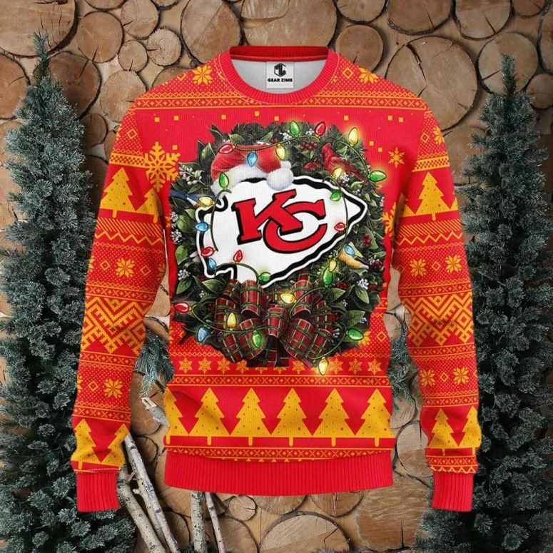 Kansas City Chiefs Santa Hat Ugly Christmas Sweater, NFL Christmas Sweater