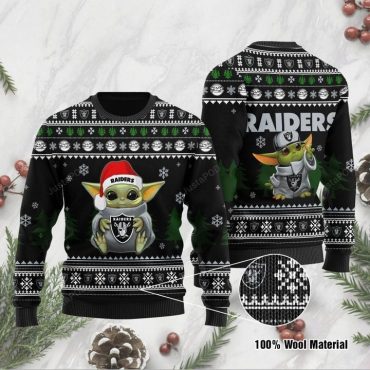Las Vegas Raiders Baby Yoda Christmas Cheer Ugly Christmas Sweater