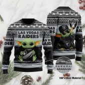 Las Vegas Raiders Baby Yoda Holiday Spirit Ugly Christmas Sweater