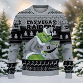Las Vegas Raiders Grinch Stolen Ugly Christmas Sweater Front - TeeUgly