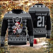 Las Vegas Raiders Mickey Mouse Santa Ugly Christmas Sweater - TeeUgly