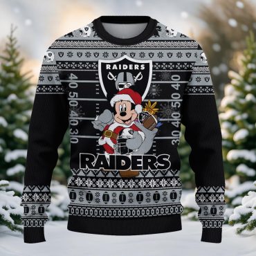 Las Vegas Raiders Mickey Mouse Santa Ugly Christmas Sweater