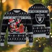 Las Vegas Raiders Santa Claus Ugly Christmas Sweater - TeeUgly