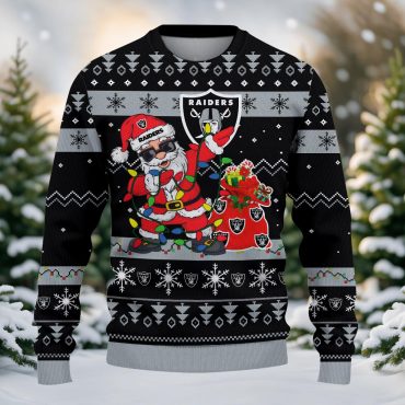 Las Vegas Raiders Santa Claus Ugly Christmas Sweater