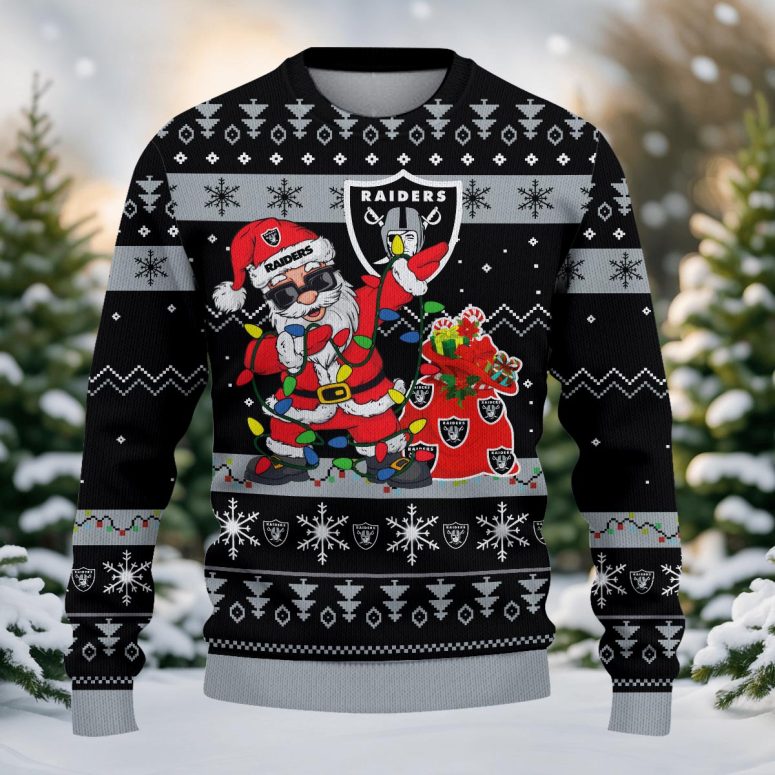 Las Vegas Raiders Santa Claus Ugly Christmas Sweater