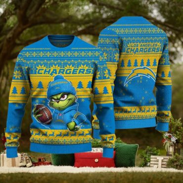 Los Angeles Chargers Grinch Holiday Hustle Ugly Christmas Sweater