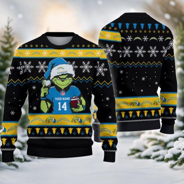 Los Angeles Chargers Grinch Winter Blitz Ugly Christmas Sweater