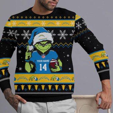 Los Angeles Chargers Grinch Winter Blitz Ugly Christmas Sweater