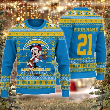 Los Angeles Chargers Mickey Mouse Santa Ugly Christmas Sweater
