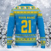 Los Angeles Chargers Mickey Mouse Santa Ugly Christmas Sweater Back - TeeUgly