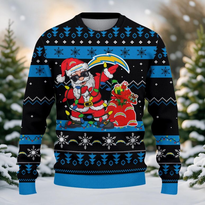 Los Angeles Chargers Santa Claus Ugly Christmas Sweater