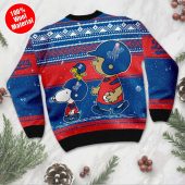 Los Angeles Dodgers Snoopy And Woodstock Holiday Ugly Christmas Sweater Back - TeeUgly