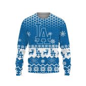 Los Angeles Dodgers Snowflake and Reindeer Holiday Ugly Christmas Sweater