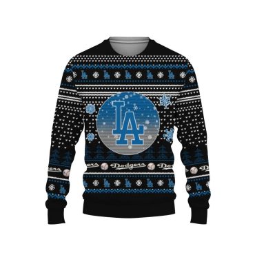 Los Angeles Dodgers Snowflakes and Stars Holiday Ugly Christmas Sweater