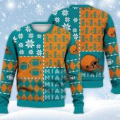 Miami Dolphins Christmas Quarter Pattern Ugly Christmas Sweater