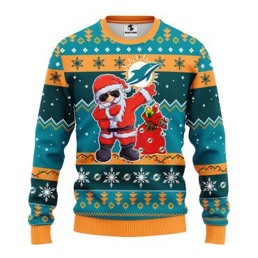 Miami Dolphins Dabbing Santa Claus Ugly Christmas Sweater