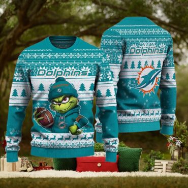 Miami Dolphins Grinch Football Spirit Ugly Christmas Sweater