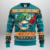 Miami Dolphins Grinch Hand Ugly Christmas Sweater