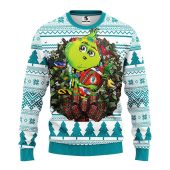 Miami Dolphins Grinch Hug Ugly Christmas Sweater - TeeUgly