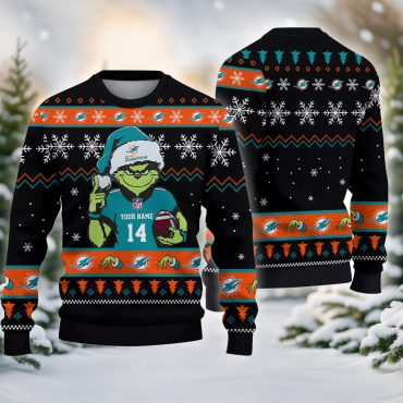 Miami Dolphins Grinch Snowstorm Ugly Christmas Sweater
