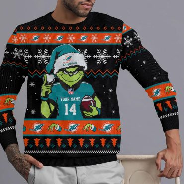 Miami Dolphins Grinch Snowstorm Ugly Christmas Sweater