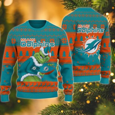 Miami Dolphins Grinch Stolen Ugly Christmas Sweater