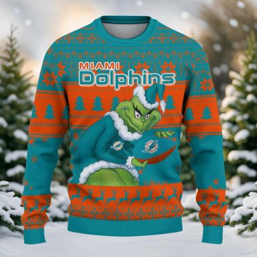 Miami Dolphins Grinch Stolen Ugly Christmas Sweater