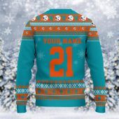 Miami Dolphins Mickey Mouse Santa Ugly Christmas Sweater Back - TeeUgly