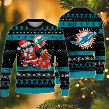 Miami Dolphins Santa Claus Ugly Christmas Sweater