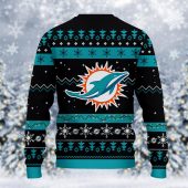 Miami Dolphins Santa Claus Ugly Christmas Sweater Back - TeeUgly