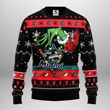 Miami Marlins Grinch Hand Ugly Christmas Sweater