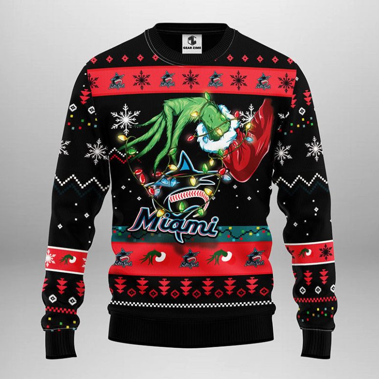 Miami Marlins Grinch Hand Ugly Christmas Sweater