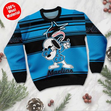 Miami Marlins Snoopy Dabbing Holiday Ugly Christmas Sweater
