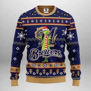Milwaukee Brewers Funny Grinch Ugly Christmas Sweater