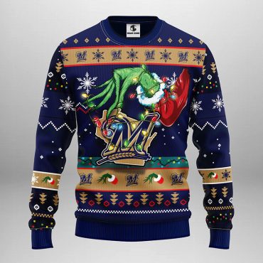 Milwaukee Brewers Grinch Hand Ugly Christmas Sweater