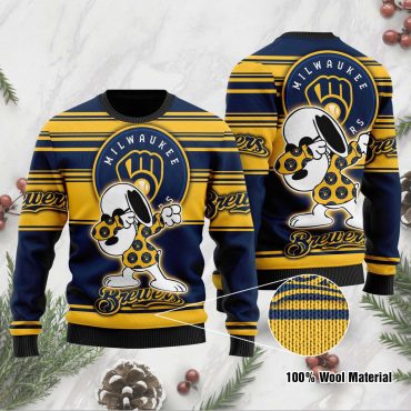 Milwaukee Brewers Snoopy Dabbing Holiday Ugly Christmas Sweater