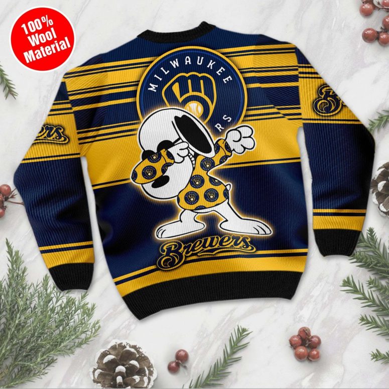 Milwaukee Brewers Snoopy Dabbing Holiday Ugly Christmas Sweater