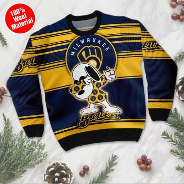 Milwaukee Brewers Snoopy Dabbing Holiday Ugly Christmas Sweater