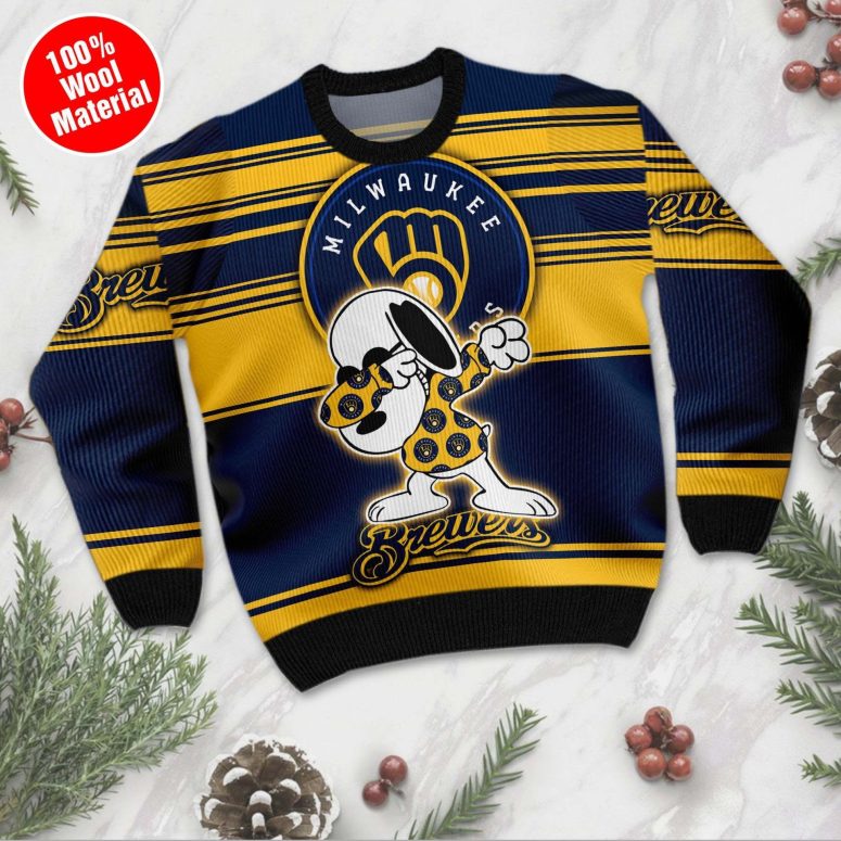 Milwaukee Brewers Snoopy Dabbing Holiday Ugly Christmas Sweater